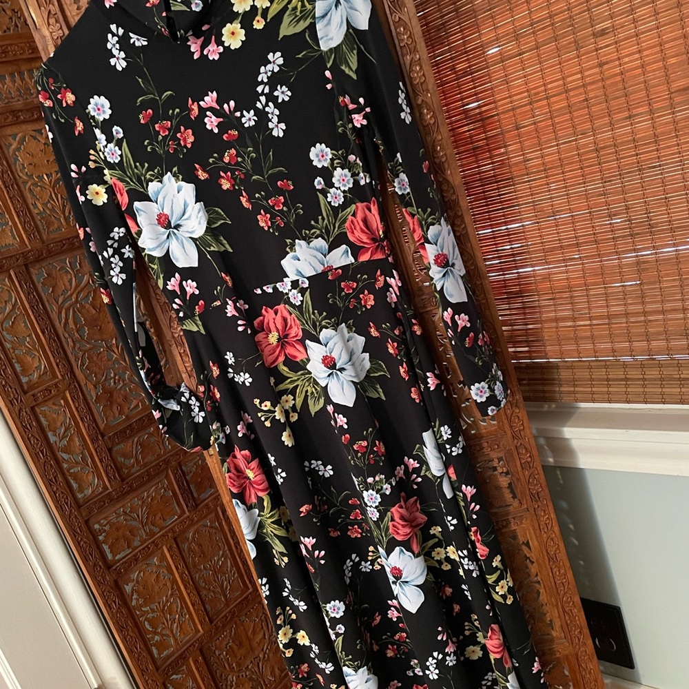 Yumi Kim Black Floral Long Sleeve Dress